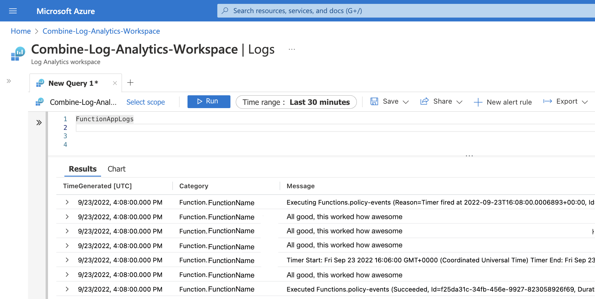 Ye Old FunctionAppLogs