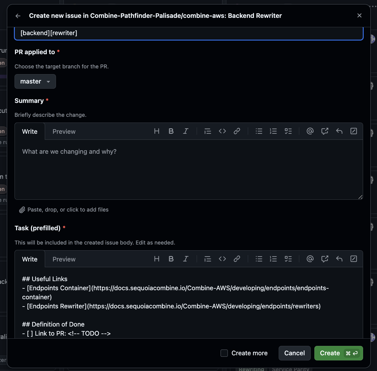 Backend task template